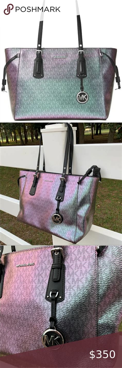 Michael Kors MK Hologram Iridescent Voyager Bag And Wallet 